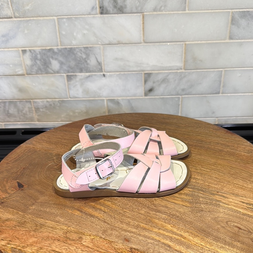Weestep Pink Kids Leather Sandals With Hook and Loop Strap - Picture 5 of 6